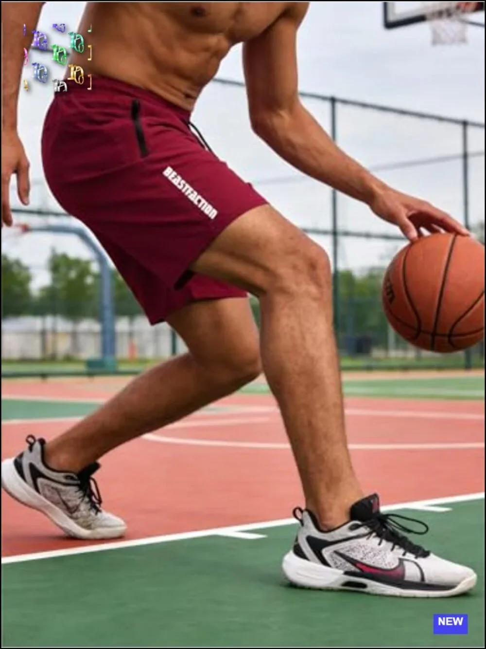 5 Pack Mens Athletic Shorts with Zipper Pockets, 9 Inch Quick Dry Mesh Gym